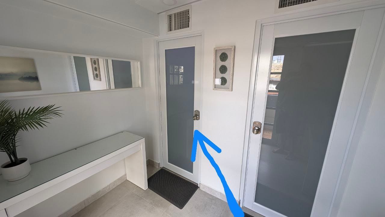 Use the key from the lockbox to open the door. Or better yet, use the App to open it from your phone!